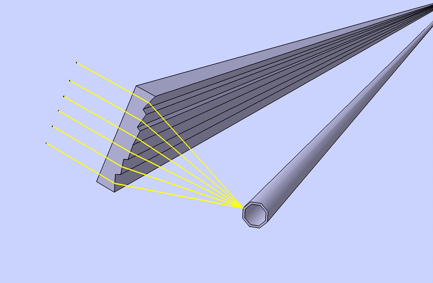 The linear Fresnel lenses with (a) the linear Fresnel lens focuses